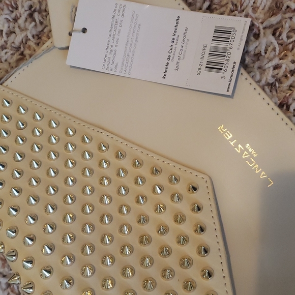 Ivory Studded Leather Envelope Lancaster Clutch - Picture 5 of 6